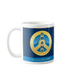 Obama GoldStar Peace 1-20-09 Mug, on Royal Blue