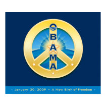 Obama GoldStar Peace 1-20-09 Poster posters