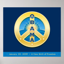 Obama GoldStar Peace 1-20-09 Poster