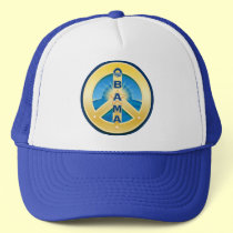 Obama GoldStar Peace Hat, White and Royal Blue by NowPower Obama GoldStar Peace Hat, White and Royal Blue