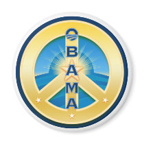 Obama GoldStar Peace  Magnet, round on white