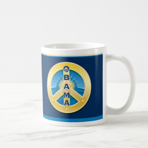 Obama GoldStar Peace Mug, on Royal Blue mug