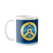 Obama GoldStar Peace Mug, on Royal Blue