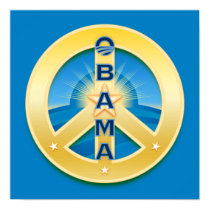 Obama GoldStar Peace Poster, on blue posters