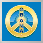 Obama GoldStar Peace Poster, on blue