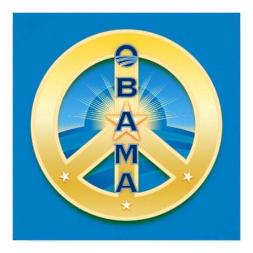 Obama GoldStar Peace Poster, on blue print