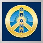 Obama GoldStar Peace Poster, on Royal Blue