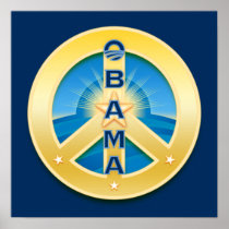 Obama GoldStar Peace Poster, on Royal Blue