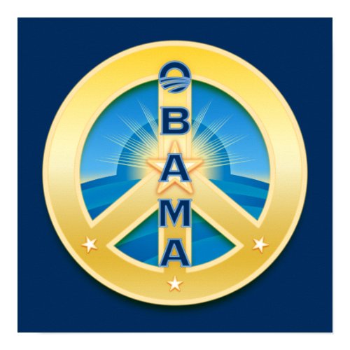 Obama GoldStar Peace Poster, on Royal Blue print