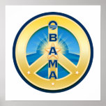Obama GoldStar Peace Poster, on white