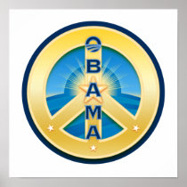 Obama GoldStar Peace Poster, on white