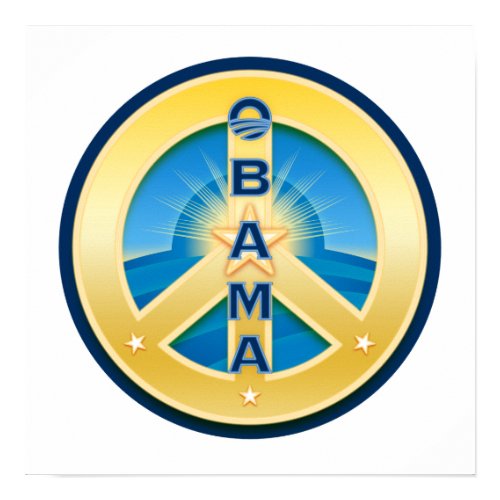 Obama GoldStar Peace Poster, on white print