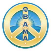 Obama GoldStar Peace Stickers, on blue by NowPower Obama GoldStar Peace Stickers, on blue
