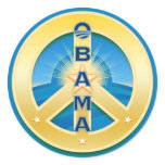 Obama GoldStar Peace Stickers, on blue