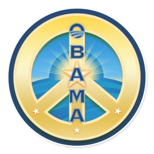 Obama GoldStar Peace Stickers, on white sticker