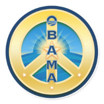 Obama GoldStar Peace Stickers, on white