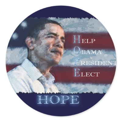 OBAMA ~ "H.O.P.E." ROUND STICKERS by RavenSpiritPrints
