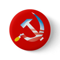 Obama Hammer and Sickle Button by zazzinator Obama Hammer and Sickle Button