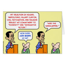 obama hire handicapped biden greeting cards