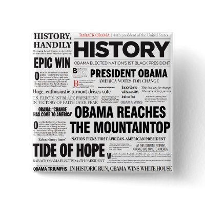 Obama Historic Headline Collage Button by democrattotheend