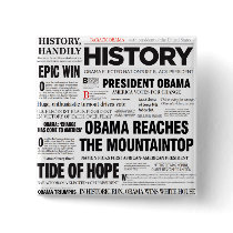 Obama Historic Headline Collage Button by democrattotheend Obama Historic Headline Collage Button