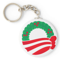 Obama Holiday Wreath Keychain