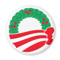 Obama Holiday Wreath Fridge Magnet
