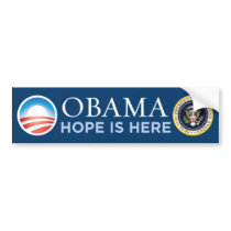 Obama - Hope Is Here Bumper Sticker bumper stickers by monkeyclown Obama - Hope Is Here Bumper Sticker bumper stickers