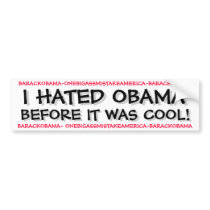 OBAMA - I HATED OBAMA BEFORE IT WAS COOL! BUMPER STICKERS