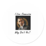 OBAMA I LOVE COMMUNISM ROUND STICKERS