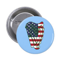 Obama In Offaly US Flag On Irish Harp Button
