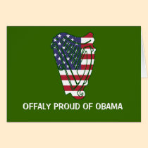 Obama In Offaly US Flag On Irish Harp Card