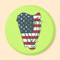 Obama In Offaly US Flag On Irish Harp Magnet