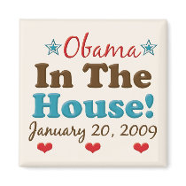 Obama In The House Square Magnet