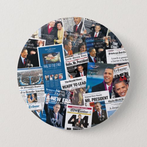 Obama Inauguration Newspaper Button