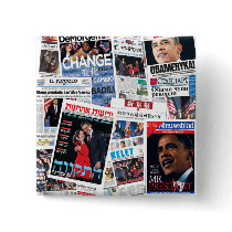 Obama International Headlines Button by democrattotheend Obama International Headlines Button