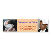 OBAMA IS ACORN; ACCORN MEANS CORRUPTION bumper stickers