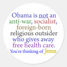 Obama & Jesus Round Sticker
