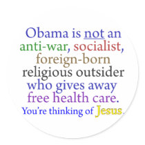 Obama & Jesus Round Sticker