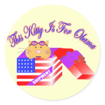 Obama Kitty In Box Sticker by spunkyduckling Obama Kitty In Box Sticker