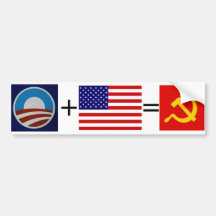 Obama_lg, american-flag, Communism, +, = Bumper Sticker