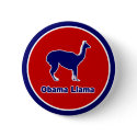 Obama Llama Blue Outline Button by TerryBain Obama Llama Blue Outline Button