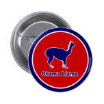 Obama Llama Blue Outline Button