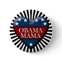 obama mama. patriotic heart. pin
