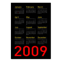 Obama Memorabilia - 2009 Pocket Calendar Business Card