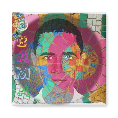 Obama Mosaic Square Magnet by elfyboy