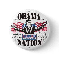 Obama Nation Cartoon Button by ObamaHomeboy Obama Nation Cartoon Button