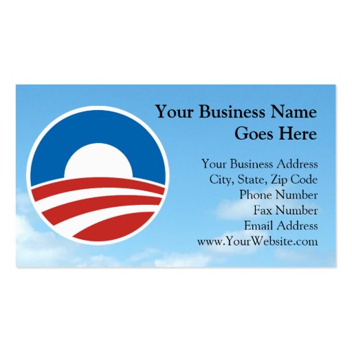 Obama-O Logo with Blue Business Card Template (front side)