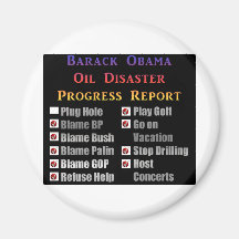 Obama oil spill progress report refrigerator magnet