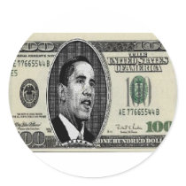 Obama on $100 bill stickers